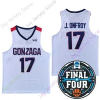 Mitch 2021 Final Four New NCAA College Gonzaga Jerseys 17 J. Onfroy Basketball Jersey White Size Men Youth Adult