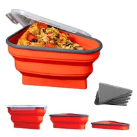 Portable Triangle Pizza Pack Lunch Box Sandwich Dessert Cake Container Collapsible Silicone Pizza Storage Boxes