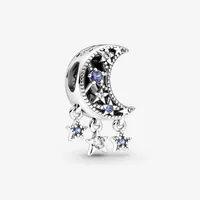 100% 925 Sterling Silber Stars und Crescent Moon Charms Fit Original European Charm Bracelet Mode Frauen Hochzeit Engagement JewE239p