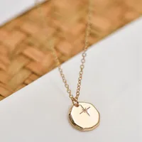 Minimalist Irregular Round Pendant Necklace For Women Girls Gold Color Star Pattern Collar Necklaces Jewelry336U