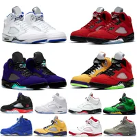 With Shoes Box Basketball Shoes Sport Sneakers Trainers Fire Red Raging Bull 5S Mens Stealth 2 What The Gold Alternate Grape Men Size 5.5-13
