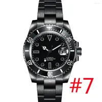 Wristwatches Luxury Sapphire Crystal Black PVD Men Watch NH35 Miyota Automatic Mechanical Watches Ceramic Bezel 10Bar Swim Date Male Clock