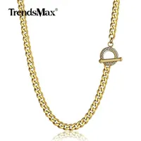 Chains 5mm Stainless Steel Chain Cuban Curb Link Necklace For Men Women Toggle Clasp Fashion Hip Hop Jewelry TNS007031268M