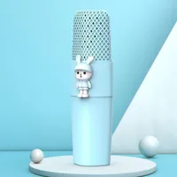 Micrófonos th k9 dibujos animados mini inalámbrico bluetooth micrófono teléfono móvil k canción tesoro audio integrado