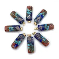 Charms Natural Stone Resin Gravel Color Reiki Healing Pendant Key Chain Crystal Necklace Earring Accessories