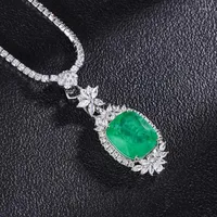 ペンダントネックレスEyika Luxury Vintage Green Square Fusion CrystalZircon Flower Tennis Chain Necklace Women Eternity Wedding Jewelry