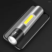 Flashlights Torches Mini Led Zoomable Waterproof Camping Built In Rechargeable Battery Aluminum Torch XP-G Q5 10W Lantern
