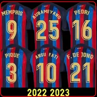 soccer Camisetas de football 2023 Barcelona Soccer Jerseys Ansu Fati Kun Aguero SERGIO ADAMA F. DE JONG DAVI ALVES kit shirt men kids sets h