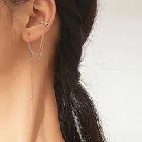 Dangle Earrings Bamoer 1pc 925 Sterling Silver Double Layers Long Tassel For Women Drop Korea Style Jewelry BSE363