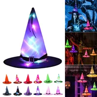 Halloween LED Luminous Witch Hat Glowing Witches Hat Headdress for Children Adult Party Costume Halloween Decoration Props