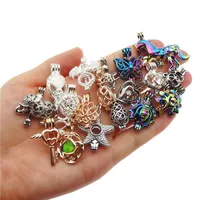 20pcs Mixed colors Hybrid models Zinc Alloy Pearl Cage Pendants Aromatherapy Essential Oil Diffuser Jewelry Necklace DIY Jewelry260k