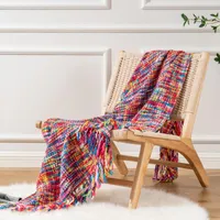 Dekens Battilo Acryl Winterworp Deken Tropische stijl Multi -kleuren Rainbow Soft Knit Decoratief bed