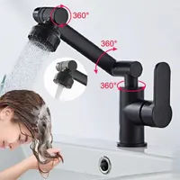 Bathroom Sink Faucets 1080° Swivel Faucet Mixer Deck Mounted Cold Water Tap Shower Head Plumbing Tapware For Accessories