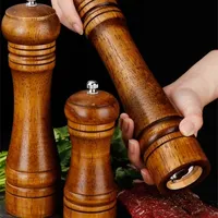 Mills 5" 8" 10" Salt and Pepper Grinder Solid Wood Spice Mill with Strong Adjustable Ceramic Kitchen Cooking Tools 220923
