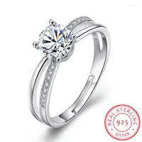Cluster Rings 925 Sterling Silver Wedding Ring For Women Cross Zirconia Crystal Luxury Opening Anel De Prata Valentine's Day Present