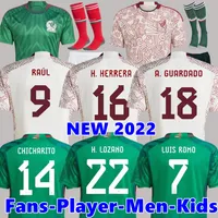 2022 2023 MEXICO SOCCER JERSEYS JOUEURS PLIERS VERSION H.LOZANO CHICHARITO RAUL G DOS SANTOS WORLD 22 23 Cup Guardado Football Shirt Men Kids sets uniforme