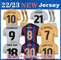 Lewandowski 22 23 Pedri Soccer Jersey Adama Gavi R. Araujo 2022 2023 Play Player Version Barcelonas Ansu Fati Memphis Dest Football Shirt Men Women Kit Kids Equipments