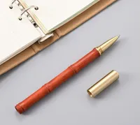 Promotion 5pcs / Set Bamboo Ballpoint Pens Retro Brass stylo 0,5 mm ￉criture de bureau Gift