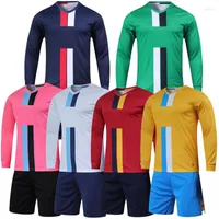 Motorcycle Apparel 2022 Men Soccer Jersey Set Survetement Football Kit Training Uniform Stripe Long Sleeve Sports Suit Running Clothes