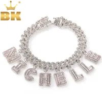 The Bling King Hiphop DIY déclaration 12 mm S-Link Miami Collier Collier Baguette Letter Pendre Jewelry entièrement propre Y20266E