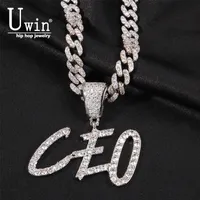 Pendant Necklaces Uwin big size brush letters Customized Name Pendent Full Iced Out For Men HipHop Jewelry Gift 220922