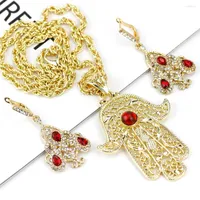 Necklace Earrings Set Neovisson Fashion Arabic Wedding Gold Color Dangle Earring Pendant Morocco Love Gift