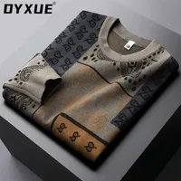Мужские свитера Dyxue Brand High End Luxury Trend Trend Cashew Out Flower Round Sheater Свитер Осень Зимний корейский молодежь теплый пуловер 220924