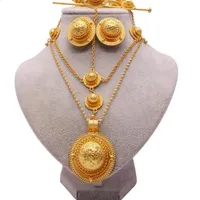 6Pcs Ethiopian Bridal Jewelry Sets Gold Color Habesha Eritrea African Wedding Necklace Earrings Bracelet For Women Drop Delivery 2334w
