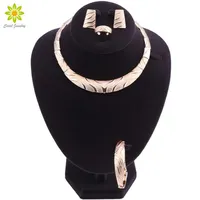 Fashion Wedding Dubai Africa Nigeria African Jewelry Set Gold-color Necklace Earrings Romantic Woman Bridal Jewelry Sets 210706239G