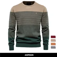 Men s Sweaters AIOPESON Brand Cotton Men Fashion Casual O Neck Spliced Pullovers Knitted Male Winter Warm Mens 220922