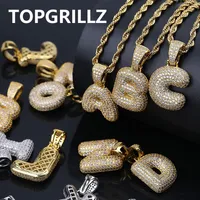 A-Z Custom Letters Pendant for Men n Women Micro Pave Cubic Zircon DIY Hip Hop Necklace With Rope Chain240l