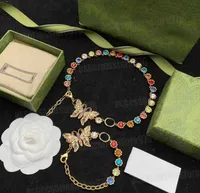 Collier de tour de cou concepteur papillon bracelets en acier inoxydable 18k plaqués or punk femme cristal cubain gol-chaîne hip hop pendentif bijoux
