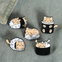 Manja de dibujos animados Broches de collar de gato lindos pines de pintura de aleación de copa de animales para una falda de mochila de vaquero unisex anti -hebilla de luz badg212a