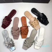 2021SS Tribute Mules Slides Sandals Slippers Главная кожа Cassandra Flat Women Beach Shoes Slide Sandal Slipper Flops Pksp yslity Wpw