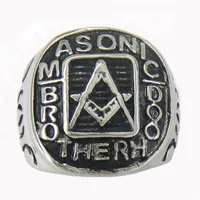 FANSSTEEL stainless steel mens or wemens jewelry masonary MASTER MASON BROTHERHOOD SQUARE AND RULER MASONIC RING gift 11W15233h