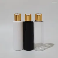 Storage Bottles 150ml Empty Plastic Black With Gold Silver Press Cap Cosmetic Shampoo Bottle Skin Care Tools Personal Shower Gel