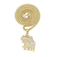 Men Fashion Hip Hop Necklace Stainless Steel Gold Plated CZ Elephant Pendant Necklace for Men Women Nice Gift NL-603219q