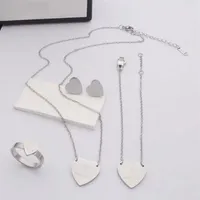 Europe America Fashion Designer Jewelry Sets Lady Women Titanium steel Engraved G Initials Heart Charm 18K Gold Plated Necklace Br223M