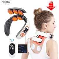 Massaging Neck Pillowws 6 Heads Electric and Back Pulse Massager with Heat Pain Relief Relaxation TENS Cervical Remote Control 220922