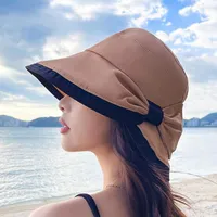 Wide Brim Hats Sun Hat Summer Foldable Bucket Cap Women Outdoor Sunscreen Fishing Fashion Anti-UV Seaside Beach Visor Sunhat