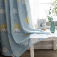 Curtain Cartoon Star Print Children's Curtains Imitation Cotton And Linen Semi Blackout For Living Dining Room Bedroom