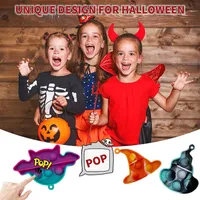 Halloween Gifts Finger Sensory Fidget Toys Keychain Pumpkin Scarecrow Ghost Witch Decompression Toy Children Antistress Reliever Key Holder