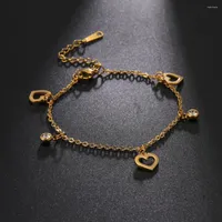 Bracelets Charm Lucktune Tassel Love Heart Fashion Pendente Fashion Boho Crystal Bracelet Joyer￭a para pareja Acero inoxidable 2022
