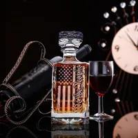Hip Flasks Whiskey Decanter Engraved We The People American Flag Excluding Wine Glasses Decanters Glass Material For Whisky