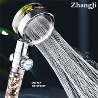 Bathroom Shower Heads ZhangJi Filteration Head with Propeller 360 Degree Rotating Water Saving SPA Anion Stone Spayer Accessories 220922