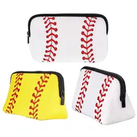 Party Favor Portable Travel Cosmetic Bag Neoprene Material Baseball Zipper Storage Bag 13 Styles
