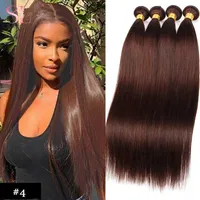 Hair Bulks 10A Brazilian Human Bundles Straight Chestnut Brown Weave Wholesale Color 4 Deal 220924