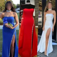 Monterad Prom Dress 2023 Full Chiffon Cape Sexig High Slit Lady Formal Evening Wedding Party Maxi Gown Homecoming Court Pageant Gala Runway Red Carpet Red White Ab Stones
