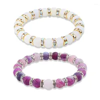 STRAND Classic Crystal Beads Natural Stone Bracelet for Women Men Rhinestones White Purple armbanden Bnakra yoga sieraden geschenken