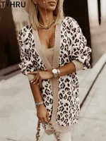 Maglioni femminili tyhru Nuovo autunno inverno leopardo cardigan maglione femminile giacca da donna in modo sciolto cardigan a maglia calda per le donne t220925